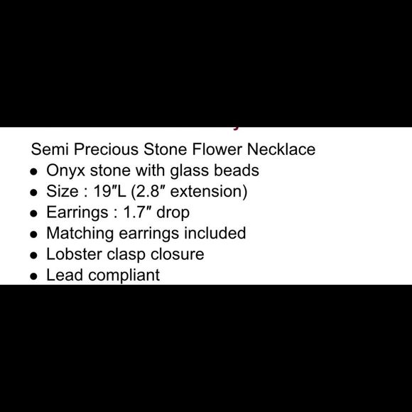 Semi precious stone floral statement piece necklace set - Picture 2 of 3